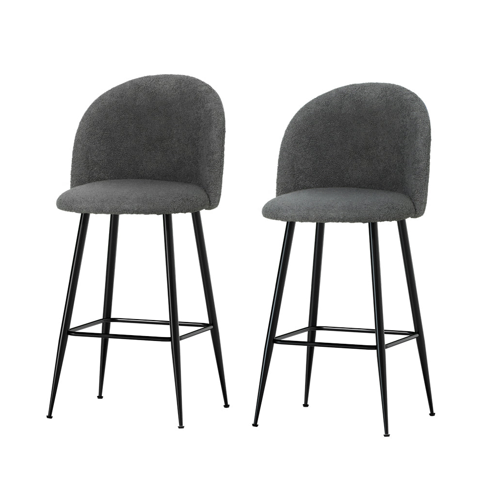 Marlook Bar Stools Kitchen Counter Barstools Sherpa Metal Chairs x2