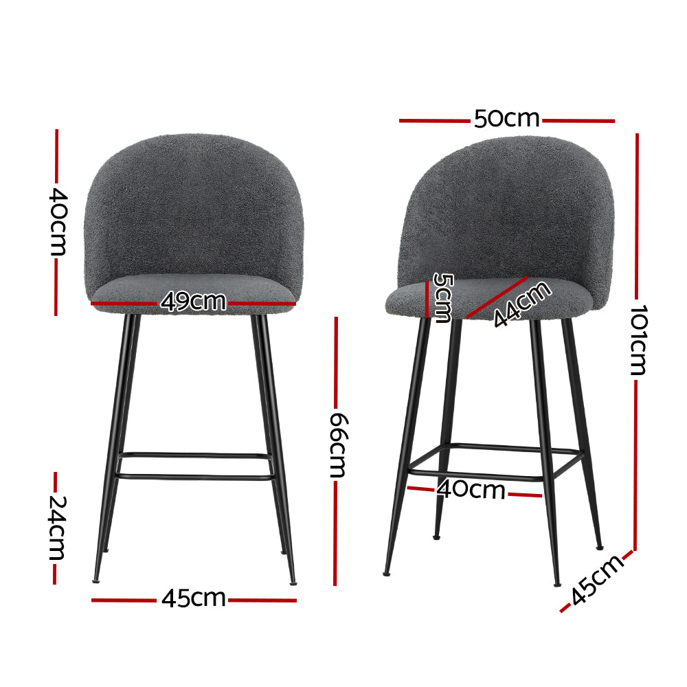 Marlook Bar Stools Kitchen Counter Barstools Sherpa Metal Chairs x2