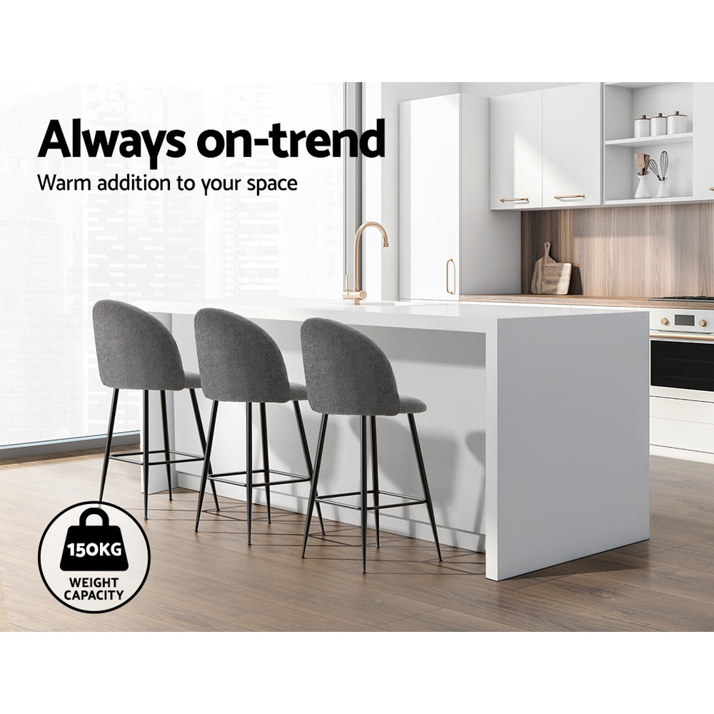 Marlook Bar Stools Kitchen Counter Barstools Sherpa Metal Chairs x2