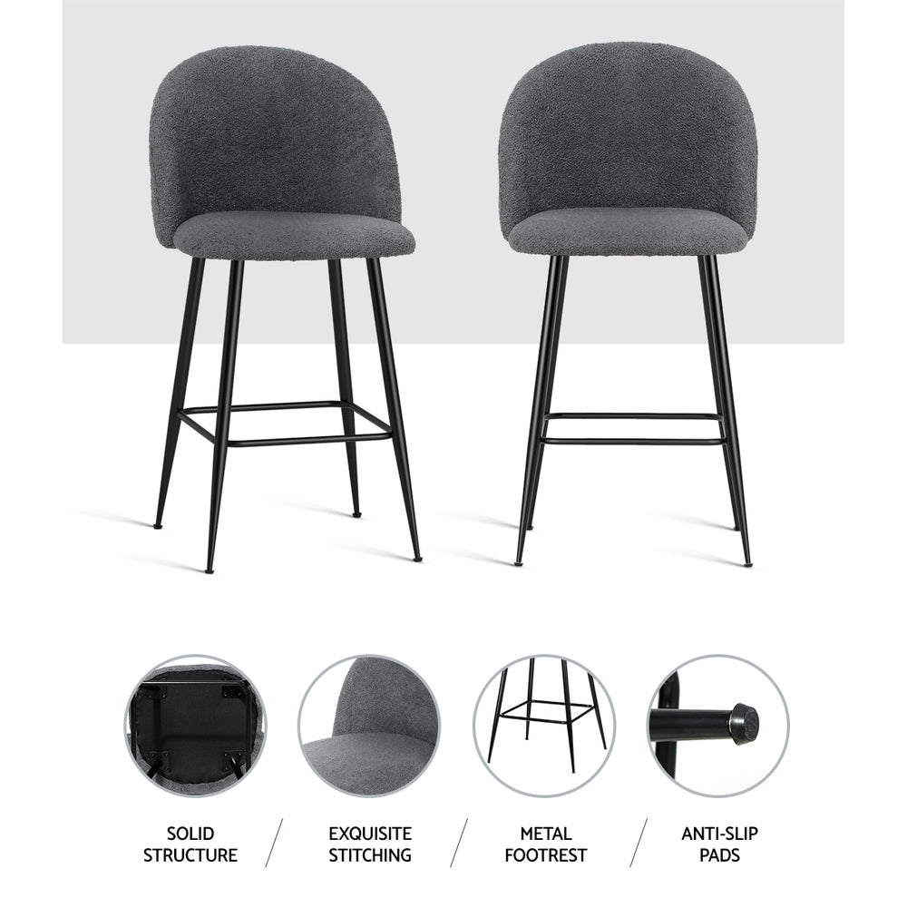 Marlook Bar Stools Kitchen Counter Barstools Sherpa Metal Chairs x2
