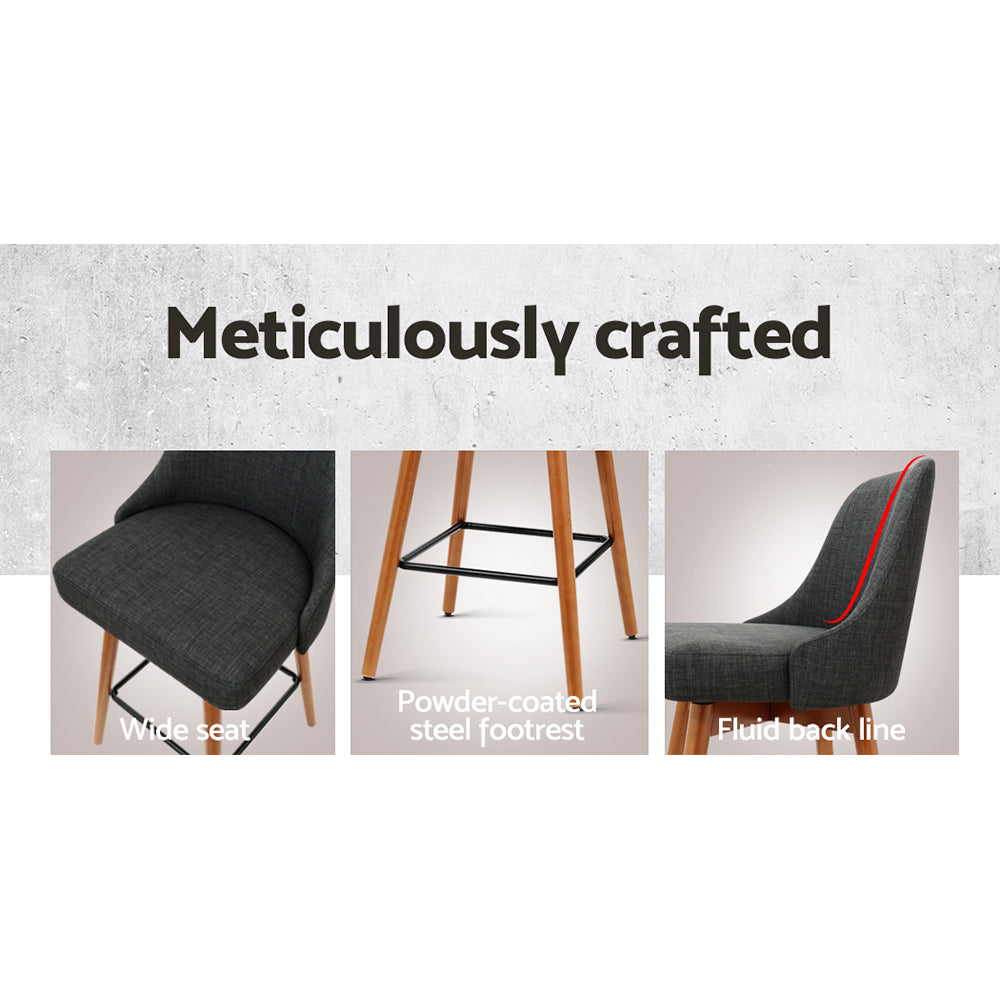 Marlook 2x Bar Stools Swivel Seat Wooden Charcoal