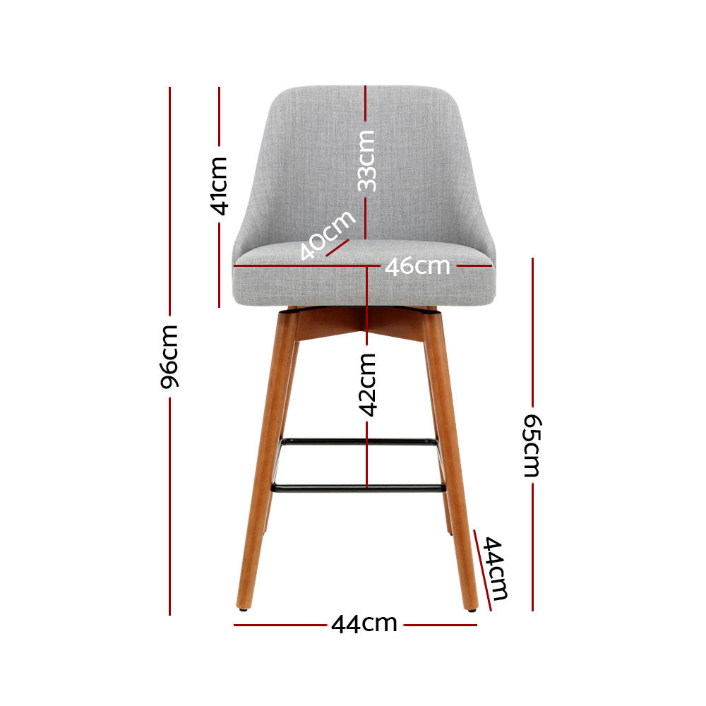 Marlook 2x Bar Stools Swivel Seat Wooden Grey