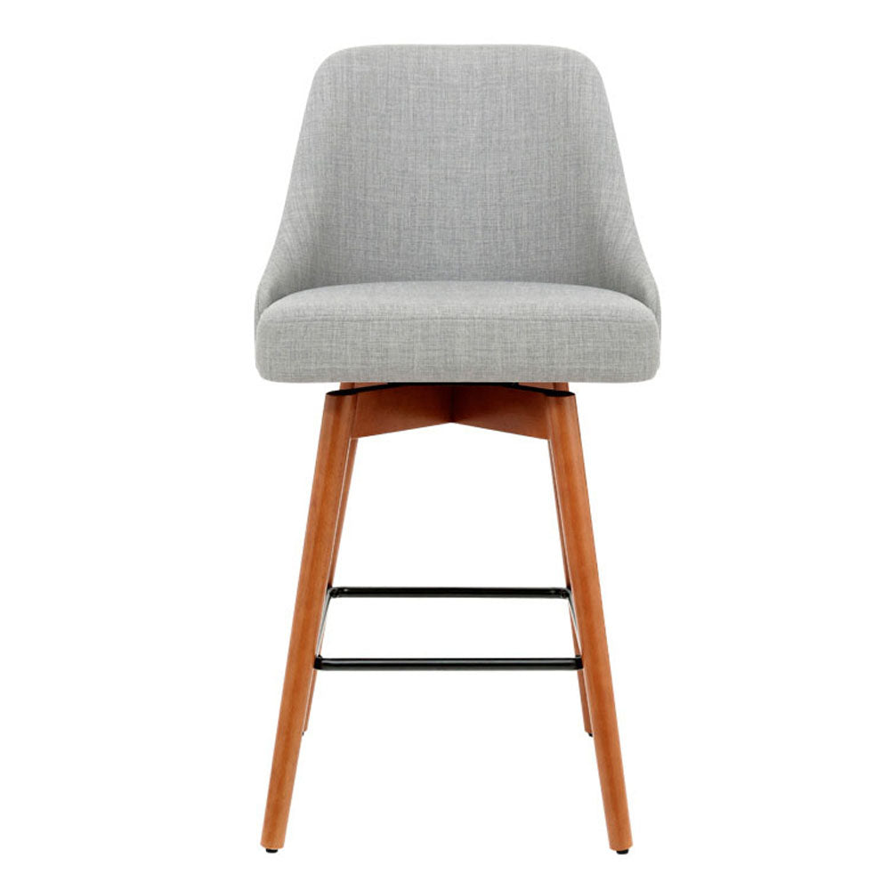 Marlook 2x Bar Stools Swivel Seat Wooden Grey