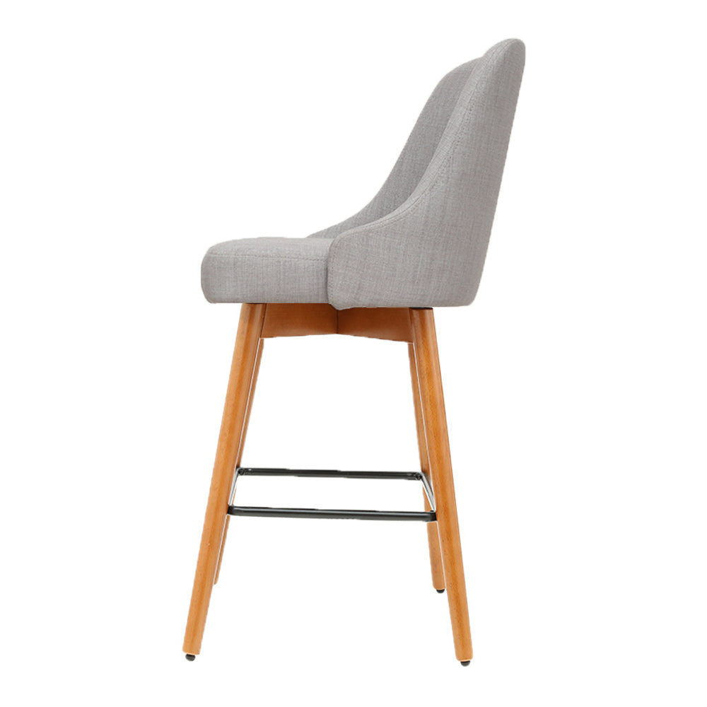 Marlook 2x Bar Stools Swivel Seat Wooden Grey
