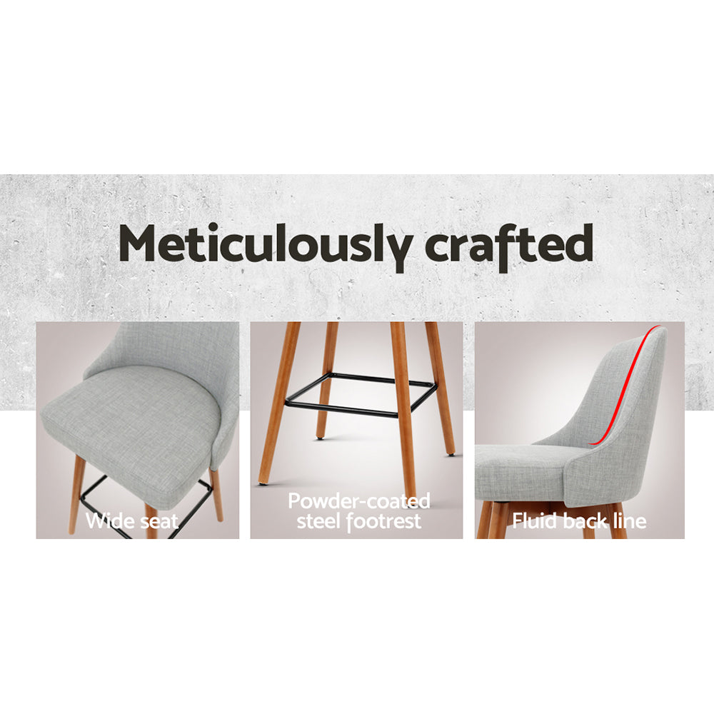 Marlook 2x Bar Stools Swivel Seat Wooden Grey