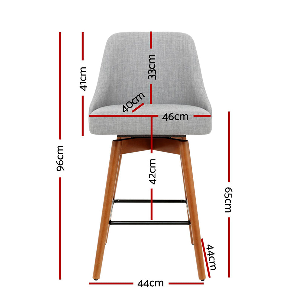 Marlook 4x Bar Stools Swivel Seat Wooden Grey