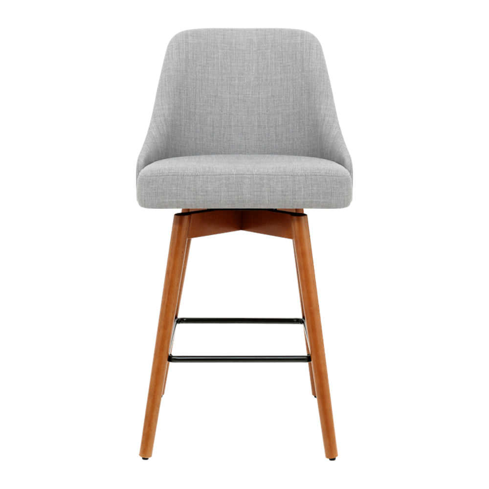 Marlook 4x Bar Stools Swivel Seat Wooden Grey