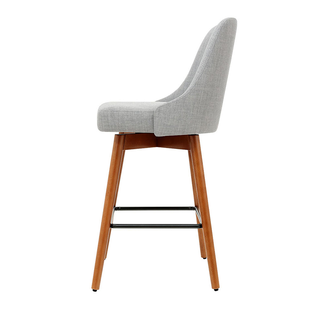 Marlook 4x Bar Stools Swivel Seat Wooden Grey