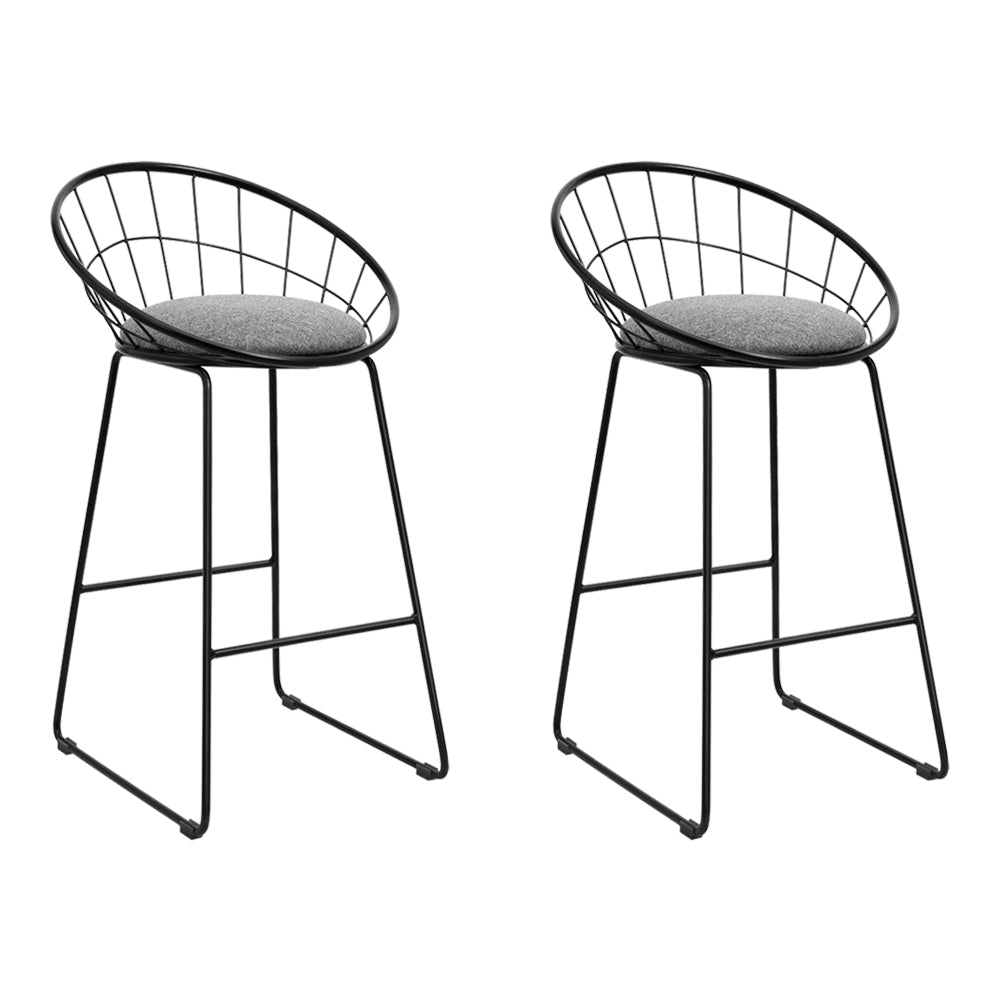 Marlook 2x Bar Stools Padded Seat Metal