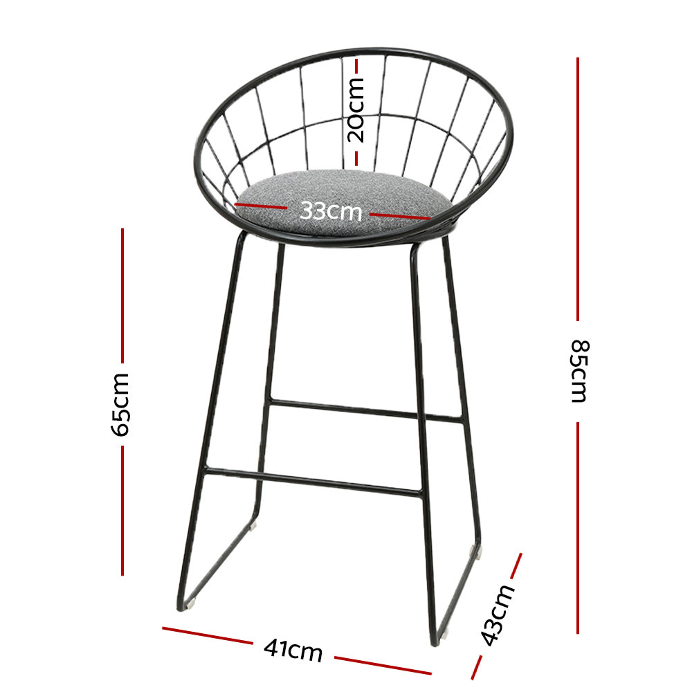 Marlook 2x Bar Stools Padded Seat Metal