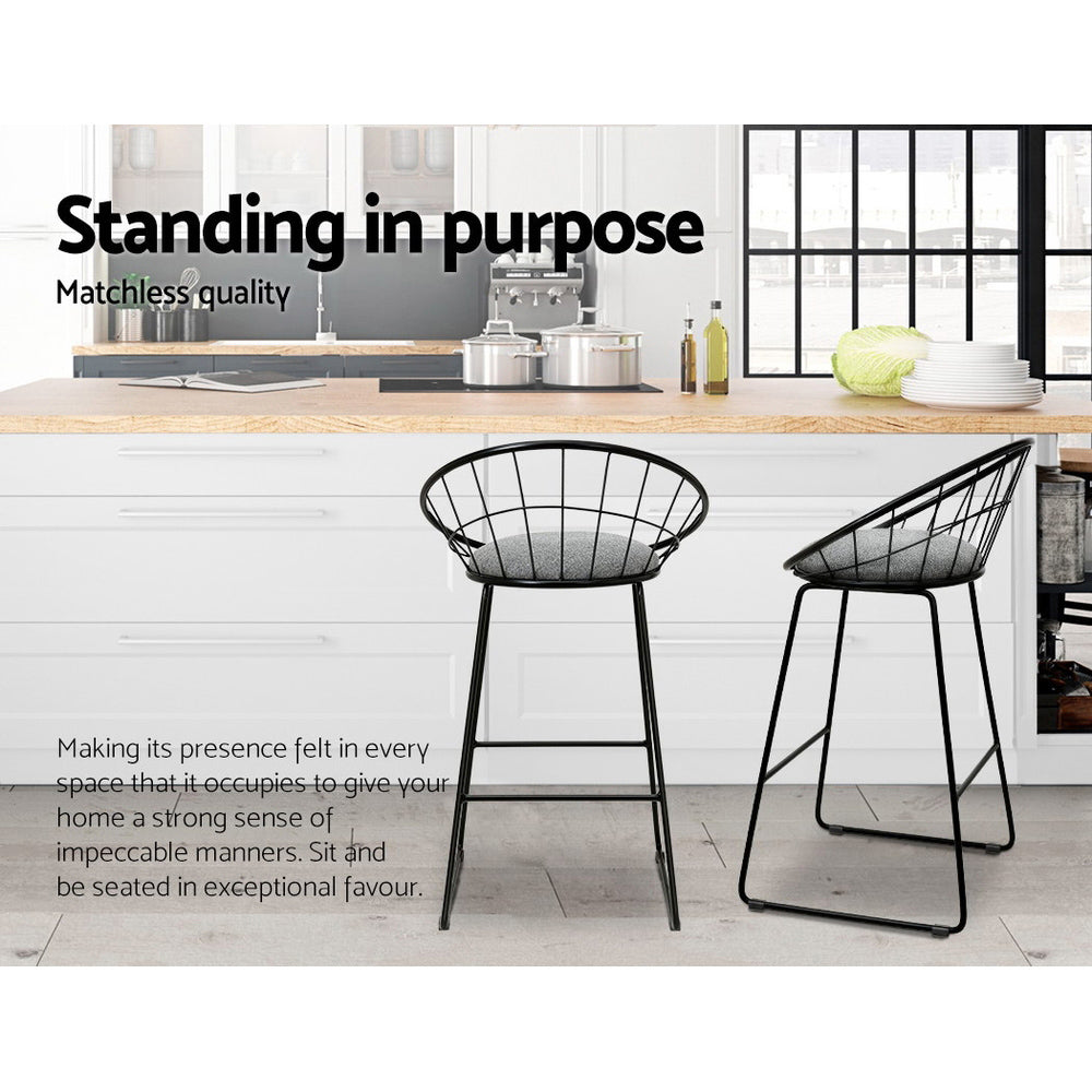 Marlook 2x Bar Stools Padded Seat Metal
