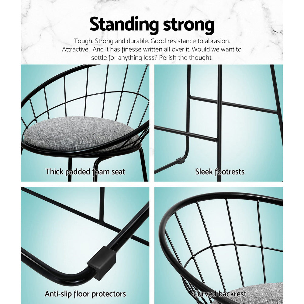 Marlook 2x Bar Stools Padded Seat Metal