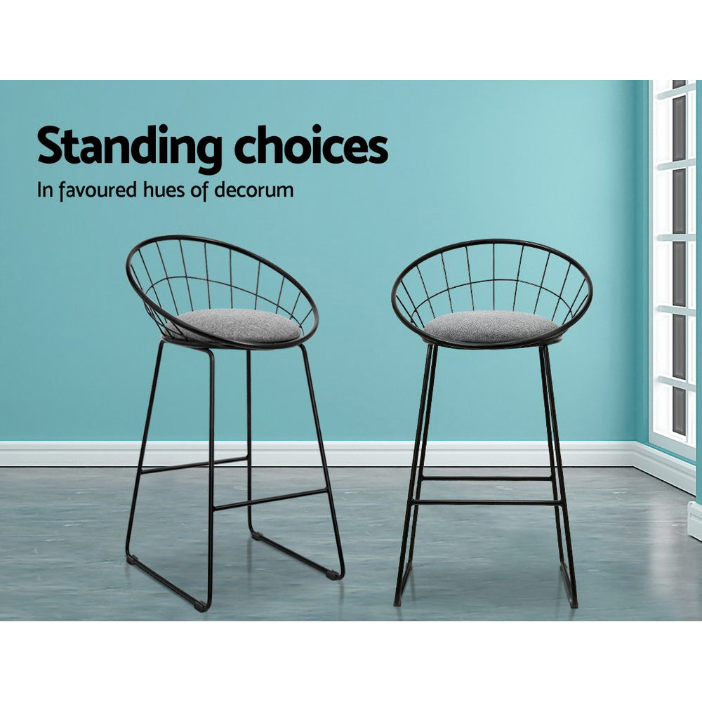 Marlook 2x Bar Stools Padded Seat Metal