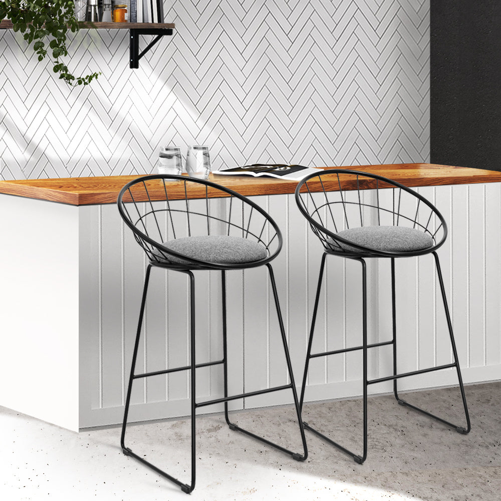 Marlook 2x Bar Stools Padded Seat Metal