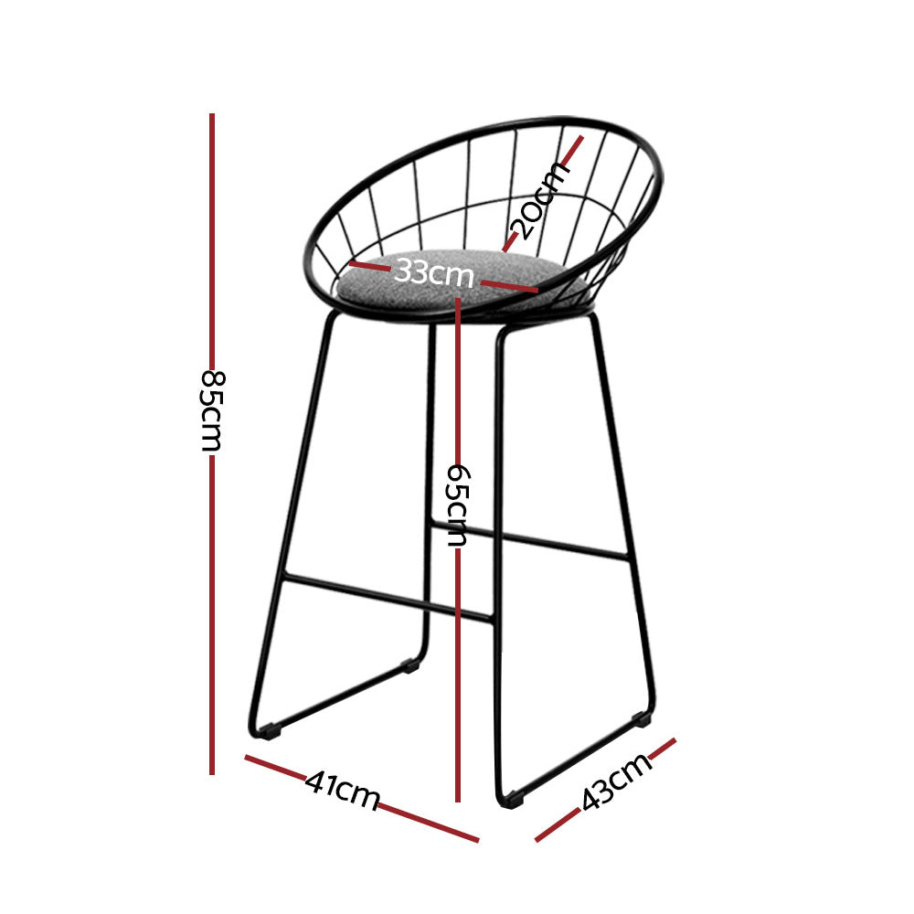 Marlook 4x Bar Stools Padded Seat Metal