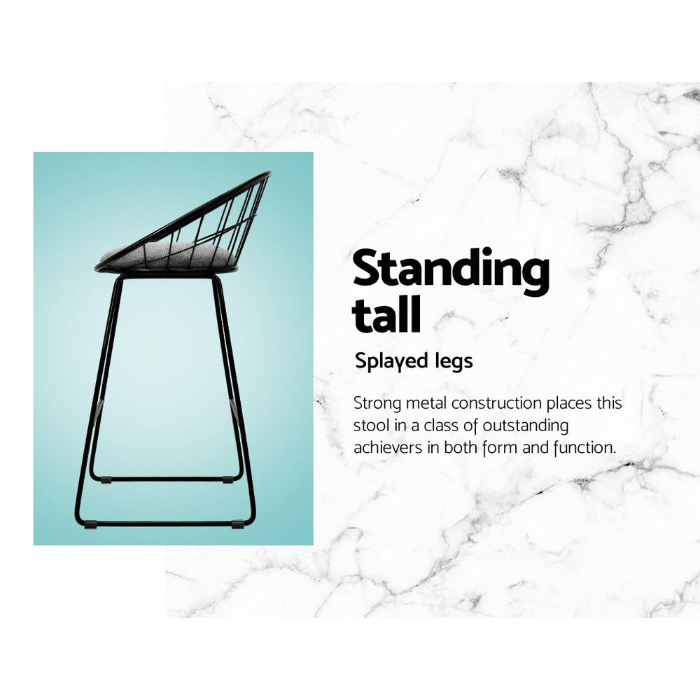 Marlook 4x Bar Stools Padded Seat Metal