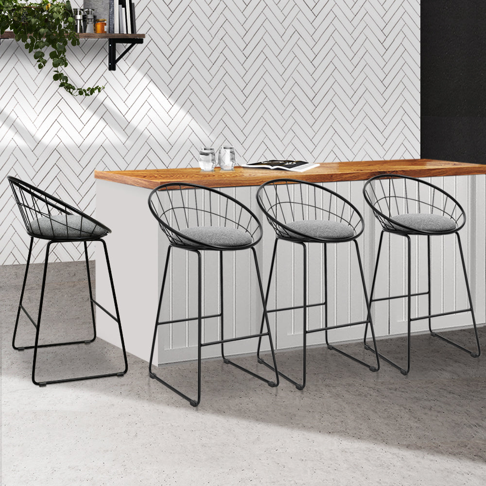 Marlook 4x Bar Stools Padded Seat Metal