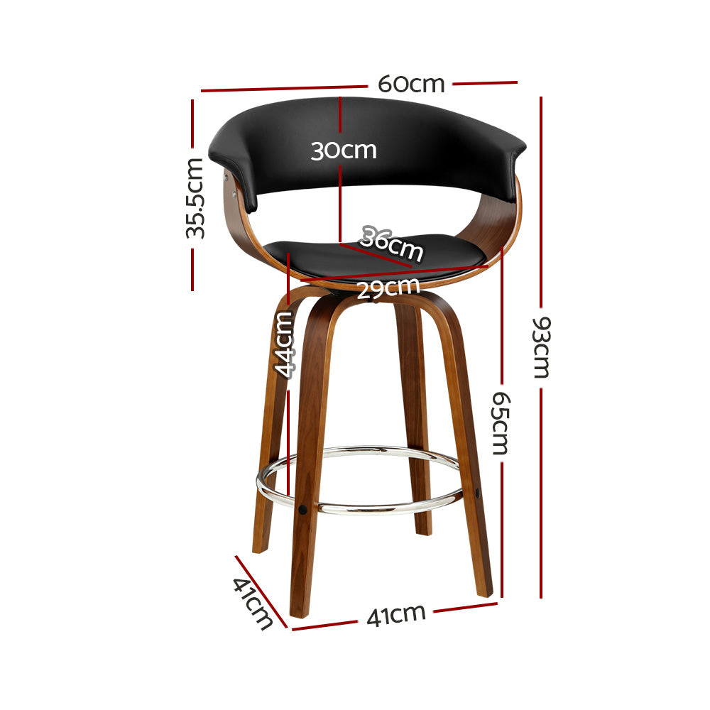 Marlook 2x Bar Stools Swivel PU Seat Wooden