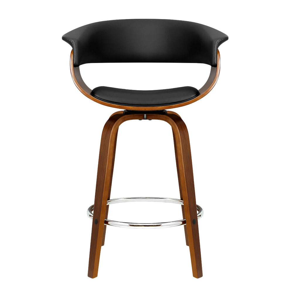Marlook 2x Bar Stools Swivel PU Seat Wooden