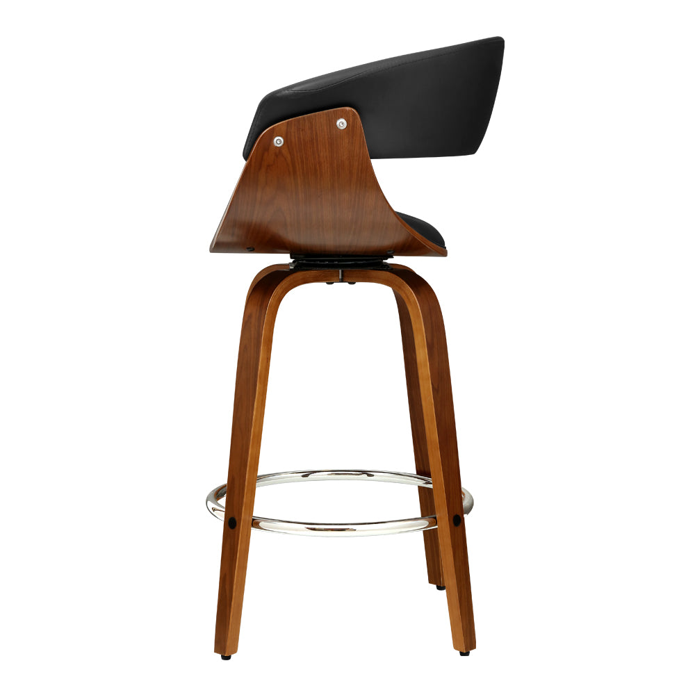 Marlook 2x Bar Stools Swivel PU Seat Wooden