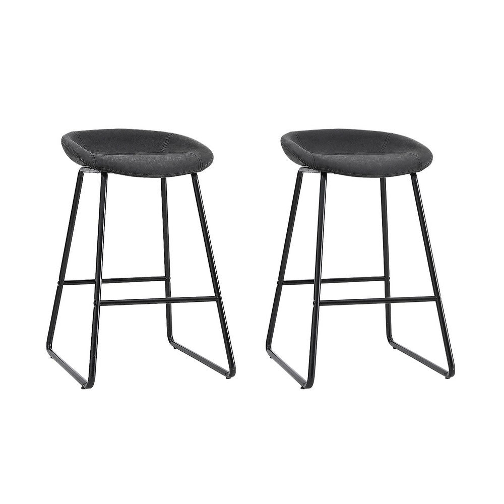 Marlook 2x Bar Stools Kitchen Dining Chairs Counter Stool PU Leather Metal
