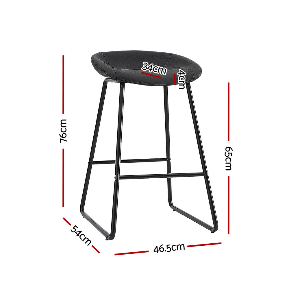 Marlook 2x Bar Stools Kitchen Dining Chairs Counter Stool PU Leather Metal