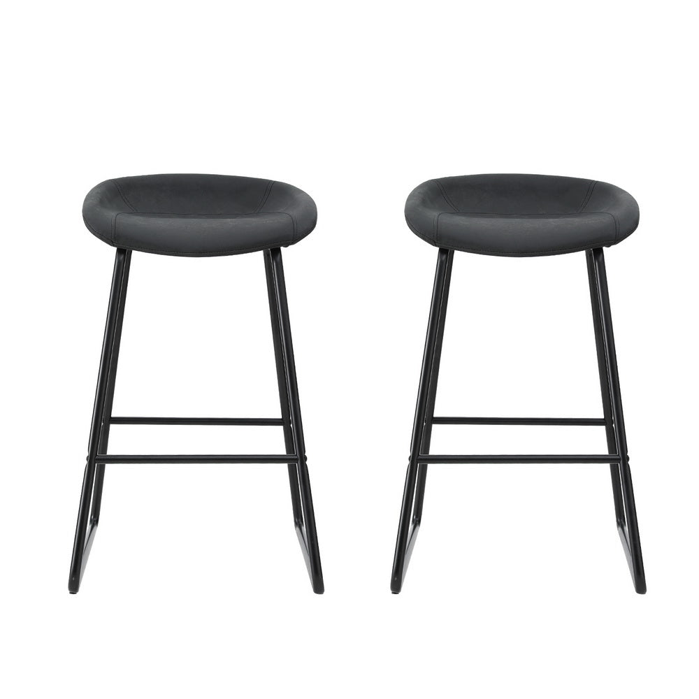 Marlook 2x Bar Stools Kitchen Dining Chairs Counter Stool PU Leather Metal
