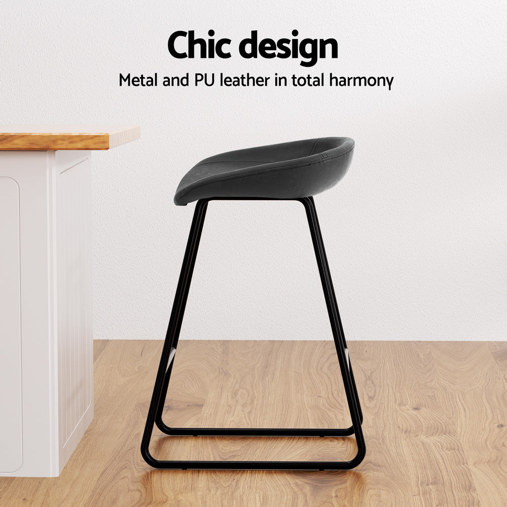 Marlook 2x Bar Stools Kitchen Dining Chairs Counter Stool PU Leather Metal