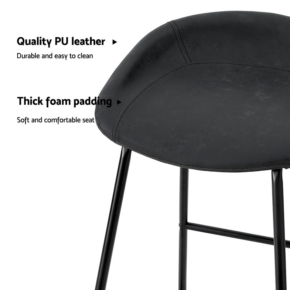 Marlook 2x Bar Stools Kitchen Dining Chairs Counter Stool PU Leather Metal