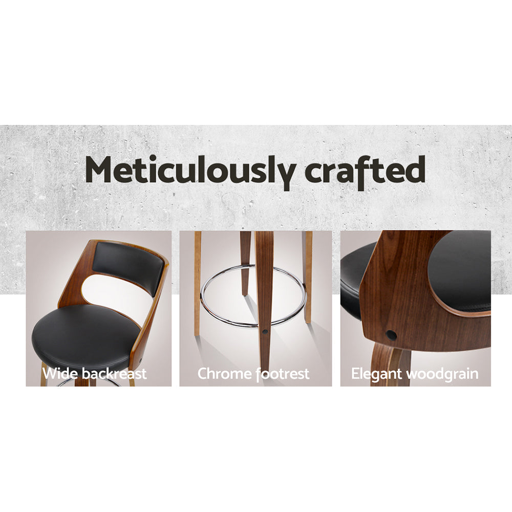 Marlook 2x Bar Stools Swivel Leather Chair 65cm