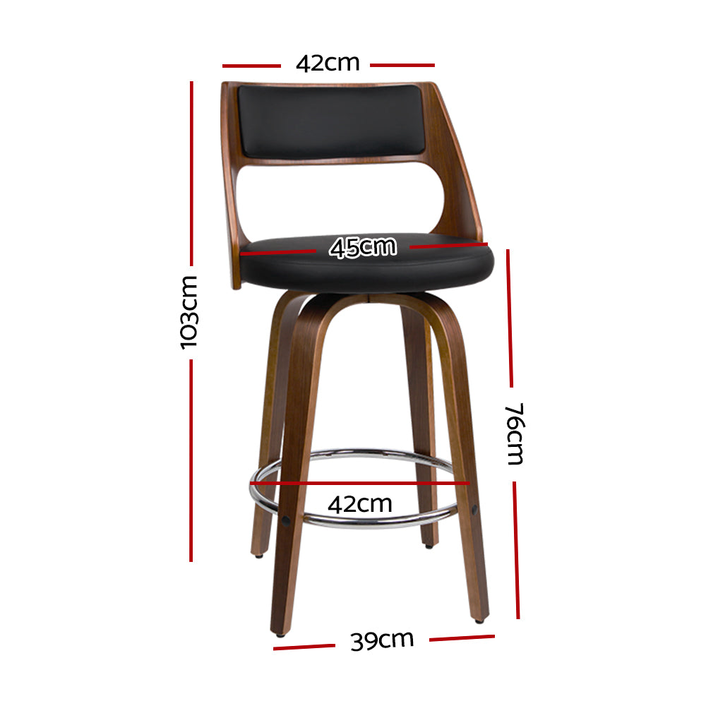 Marlook 2x Bar Stools Swivel Leather Chair 76cm