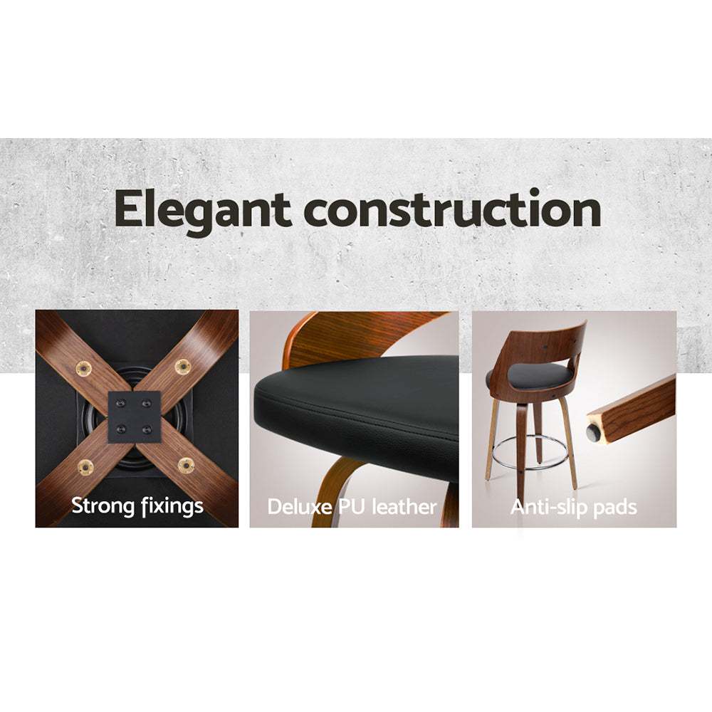 Marlook 2x Bar Stools Swivel Leather Chair 76cm