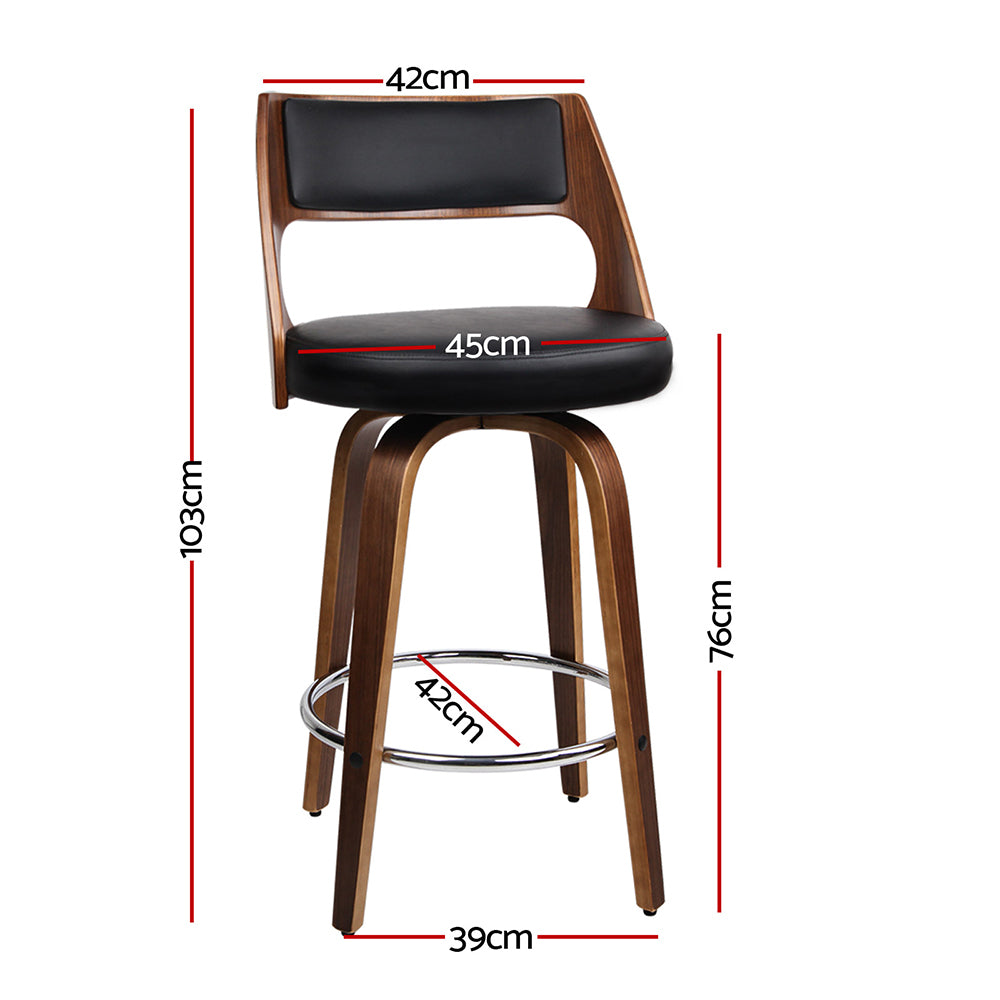 Marlook 4x Bar Stools Swivel Leather Chair 76cm
