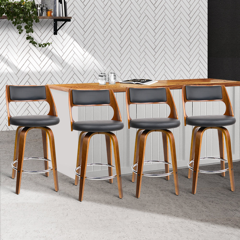 Marlook 4x Bar Stools Swivel Leather Chair 76cm