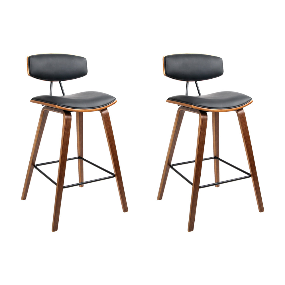 Marlook 2x Bar Stools Leather Padded w/Backrest