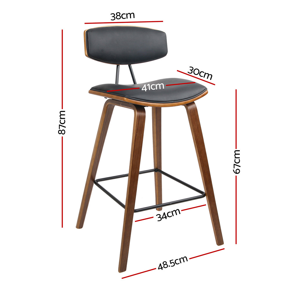 Marlook 2x Bar Stools Leather Padded w/Backrest