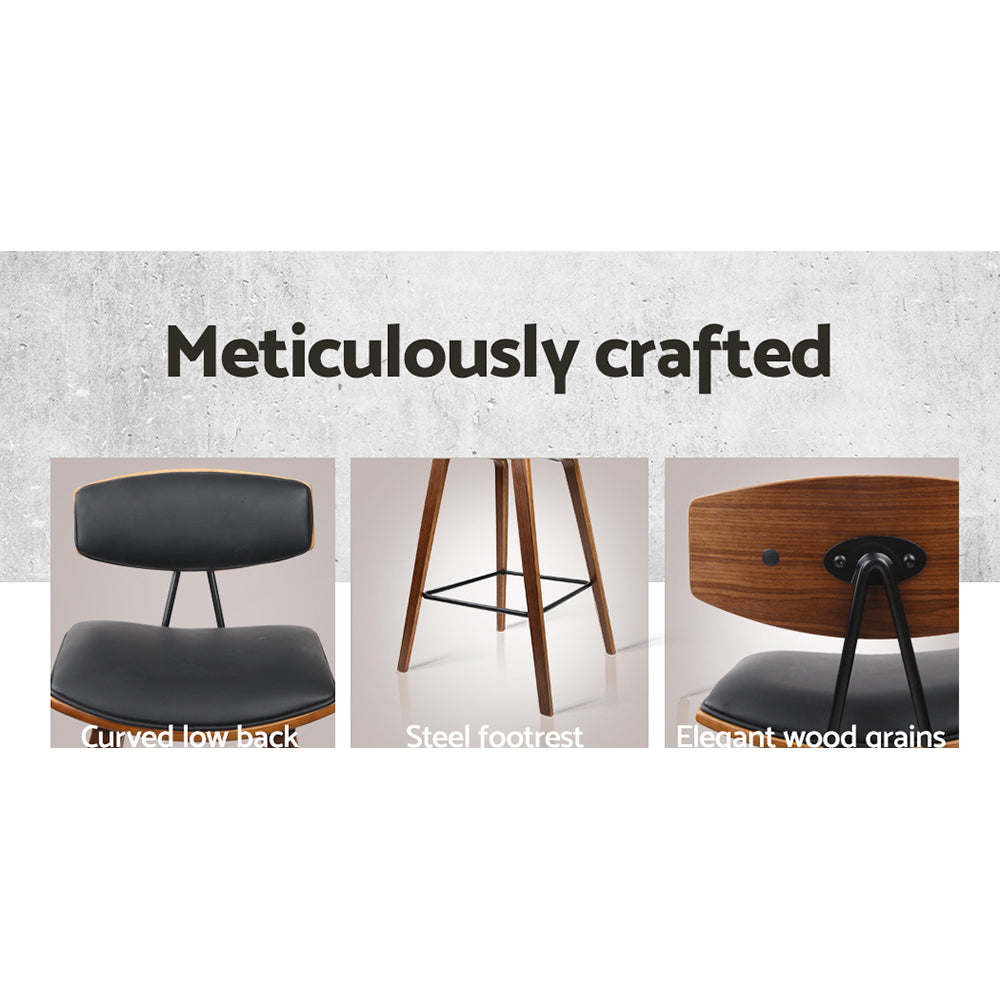 Marlook 2x Bar Stools Leather Padded w/Backrest