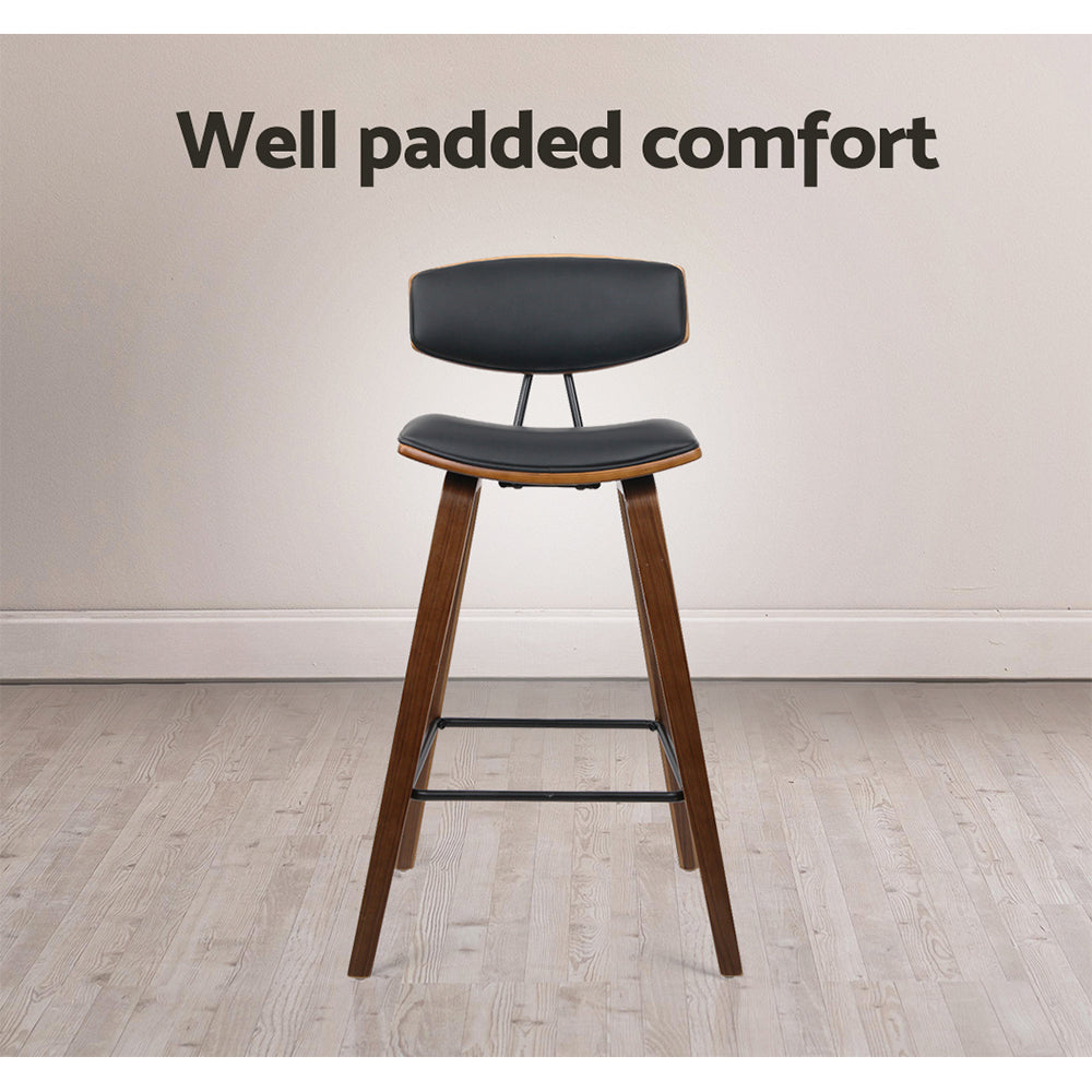 Marlook 2x Bar Stools Leather Padded w/Backrest