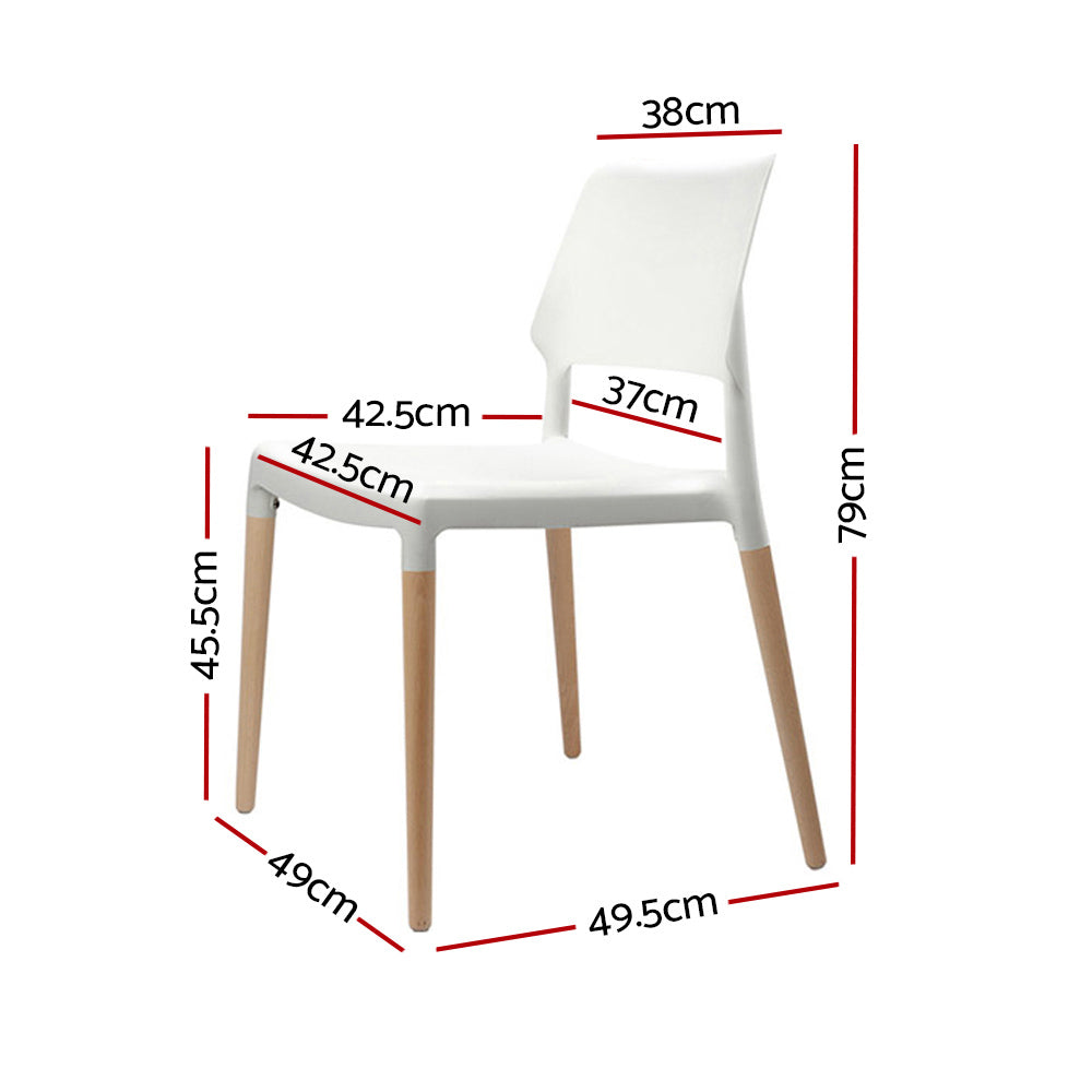 Marlook Dining Chairs Set of 4 Plastic Wooden Stackable White