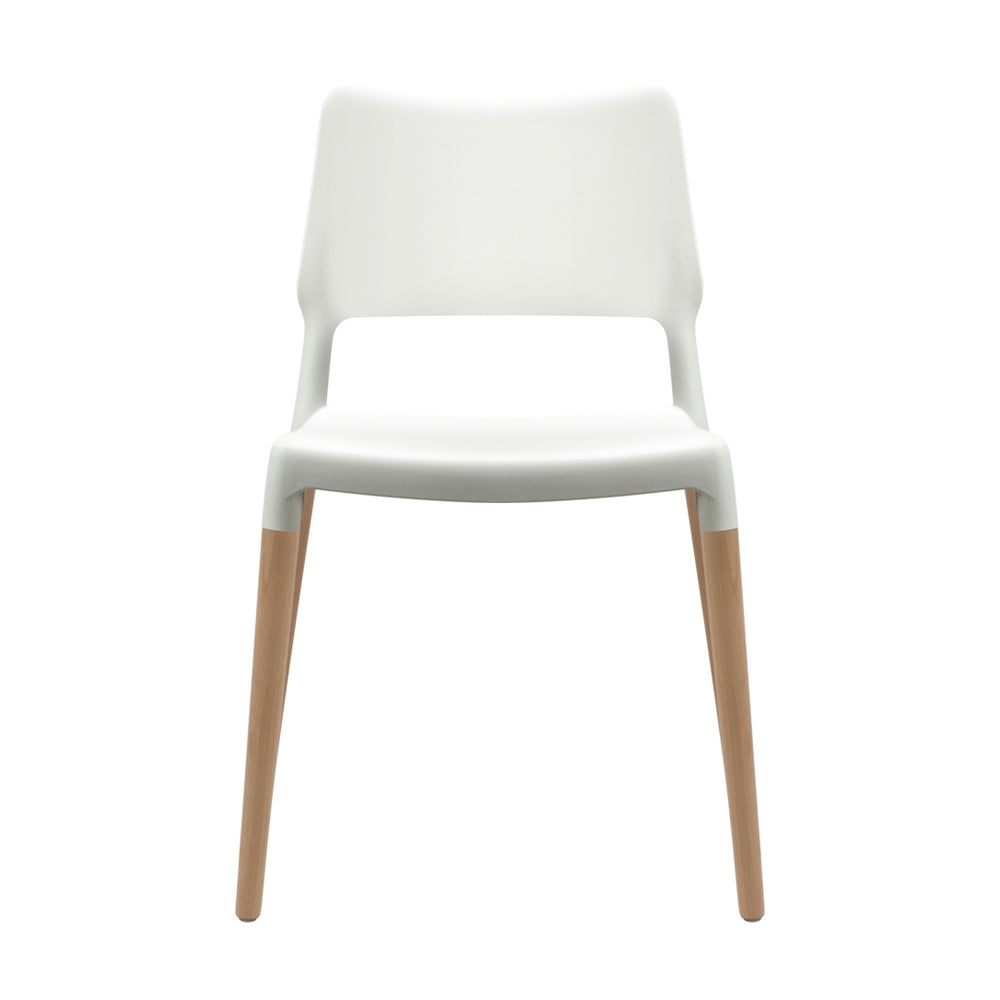 Marlook Dining Chairs Set of 4 Plastic Wooden Stackable White