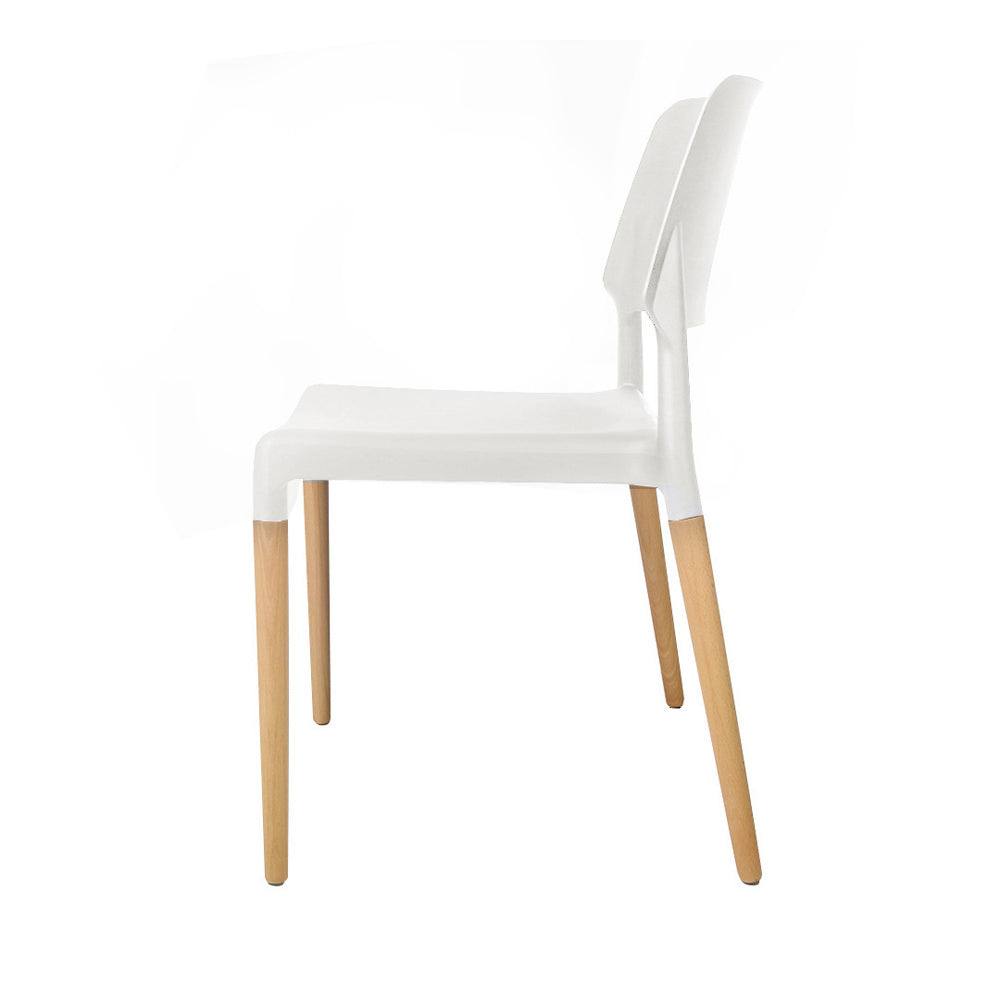 Marlook Dining Chairs Set of 4 Plastic Wooden Stackable White