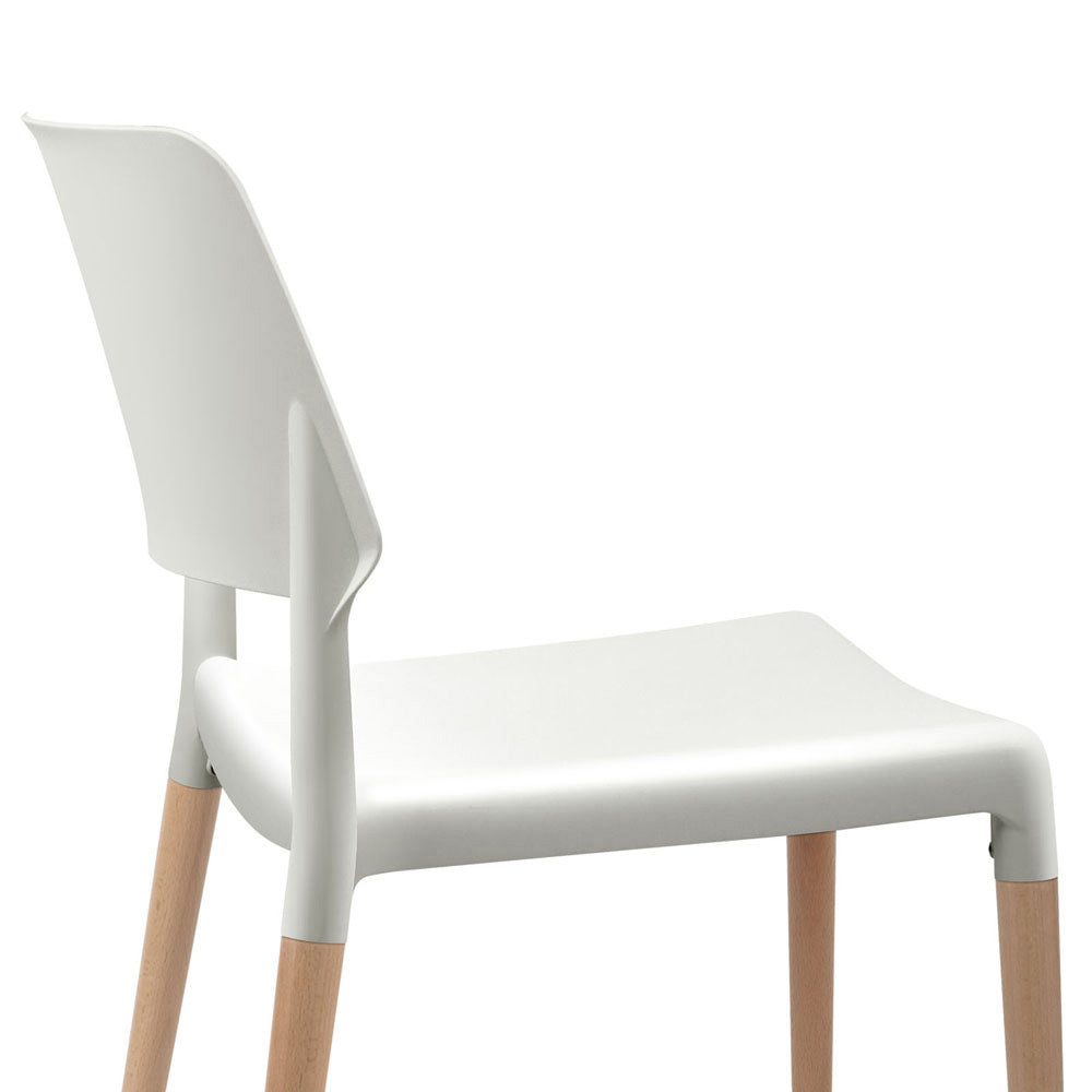 Marlook Dining Chairs Set of 4 Plastic Wooden Stackable White