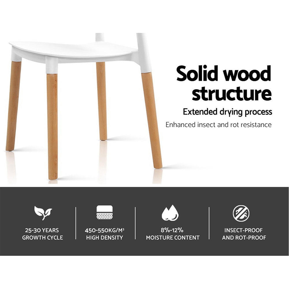 Marlook Dining Chairs Set of 4 Plastic Wooden Stackable White