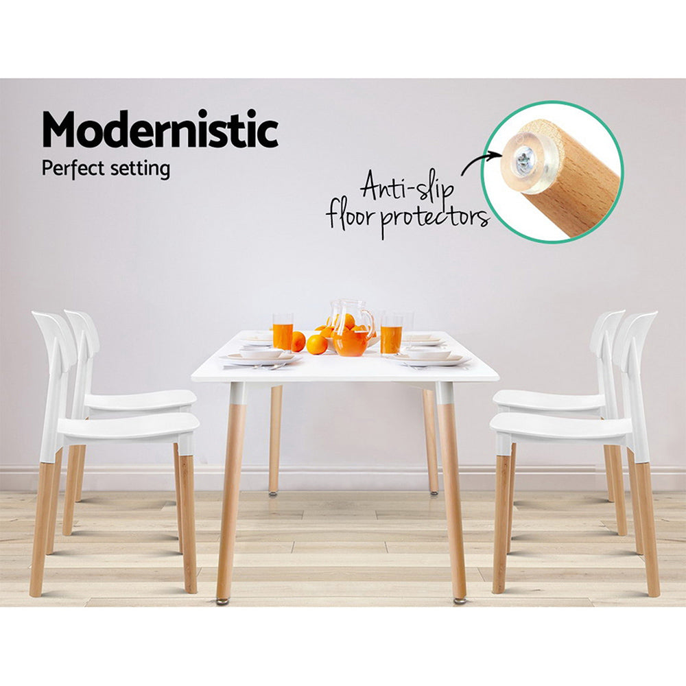 Marlook Dining Chairs Set of 4 Plastic Wooden Stackable White