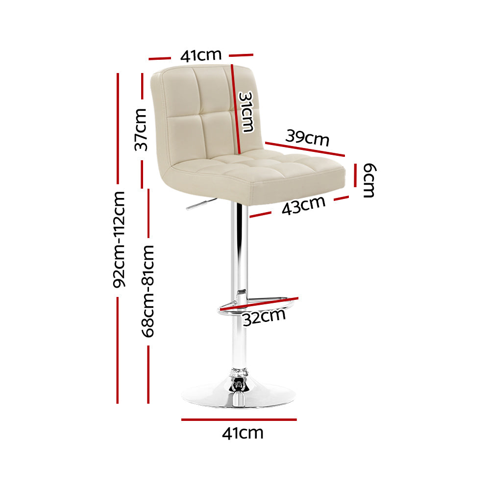 Marlook 4x Bar Stools Leather Gas Lift Beige
