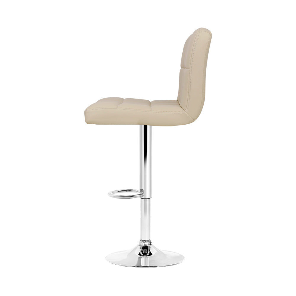 Marlook 4x Bar Stools Leather Gas Lift Beige