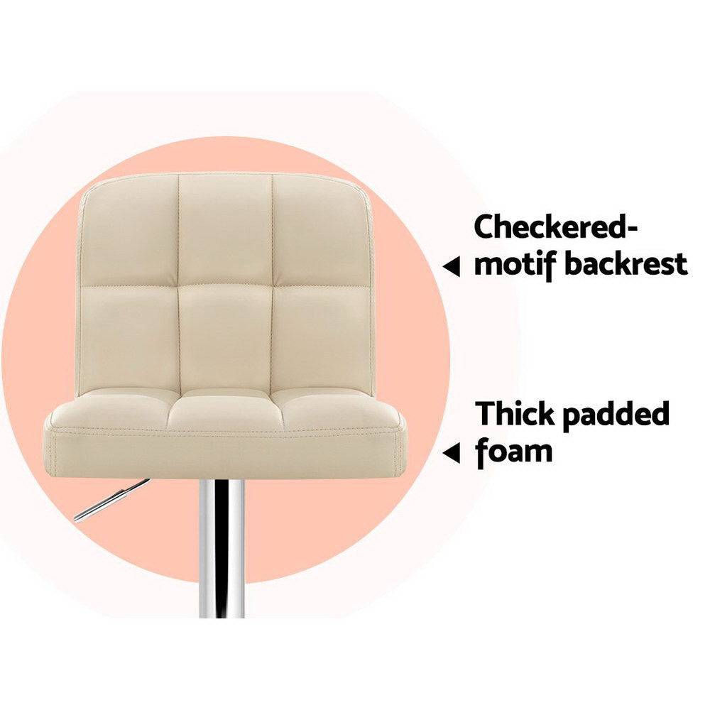 Marlook 4x Bar Stools Leather Gas Lift Beige