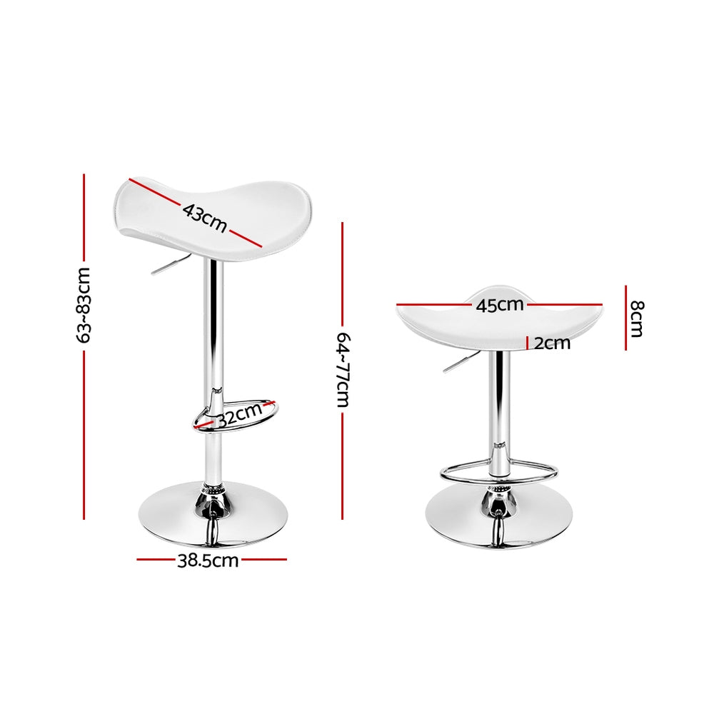 Marlook 2x Bar Stools Leather Gas Lift Chair White