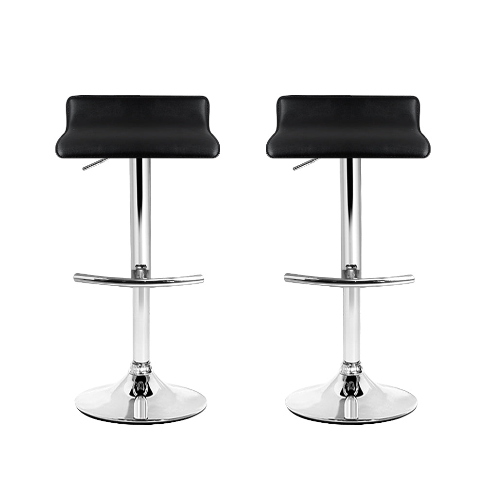 Marlook 2x Bar Stools Adjustable Gas Lift Chairs Black