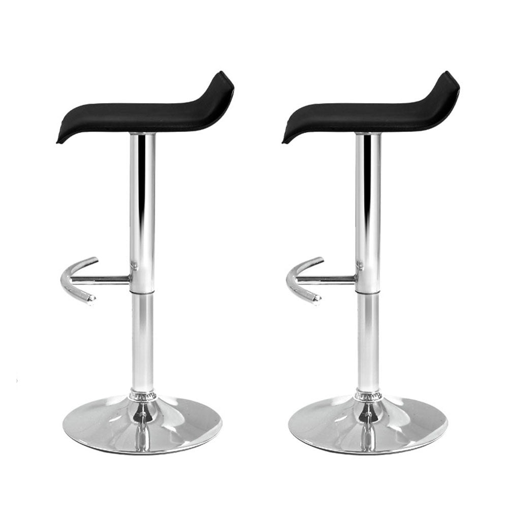 Marlook 2x Bar Stools Adjustable Gas Lift Chairs Black
